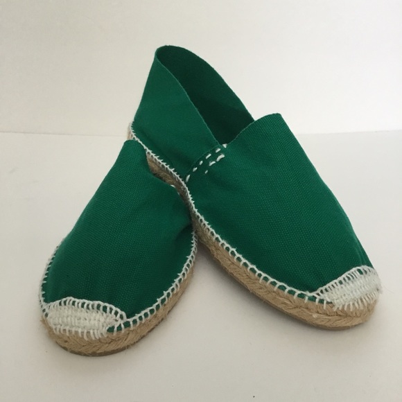 Espadrilles Flats Green Jute Trim Size 42 - Picture 2 of 6